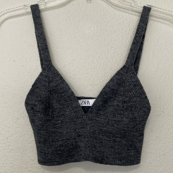 ZARA WOMEN'S WOOL BLEND BRA BRALETTE RIBBED CROP TOP - Picture 1 of 6